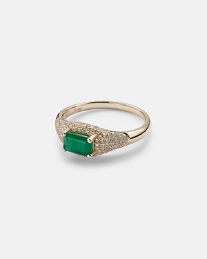 STONE AND STRAND Anillo De Oro De 14 Ct Con Diamantes Y Esmeralda - Blanco