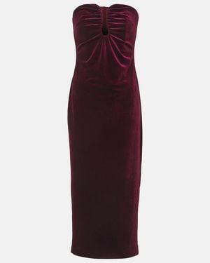 Self-Portrait Strapless Velvet Midi Dress - Purple