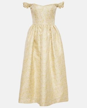 Markarian Vestido Midi Con Hombros Descubiertos - Amarillo