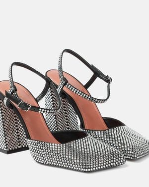 AMINA MUADDI Charlotte 95 Embellished Satin Court Shoes - Metallic