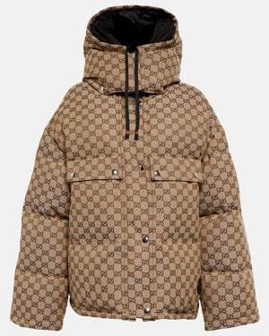 Gucci Gg Cotton Canvas Down Jacket - Brown