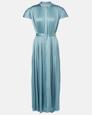 JOSEPH Phare Plisse Satin Midi Dress - Blue