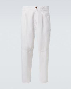 Brunello Cucinelli Cotton Straight Trousers - White