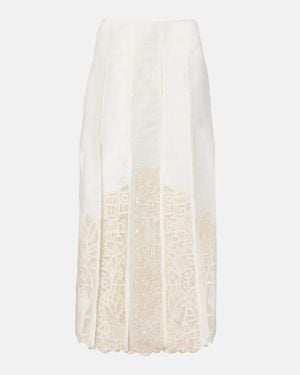 ALÉMAIS Rosemary Linen-Blend Midi Skirt - White