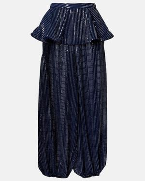 Adriana Degreas Sequined Wide-Leg Trousers - Blue