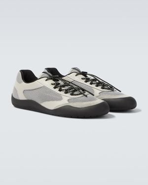 Prada Baskets Speedrock A Finitions En Cuir - Gris