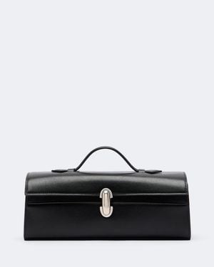 SAVETTE Symmetry Slim Small Leather Top Handle Bag - Black