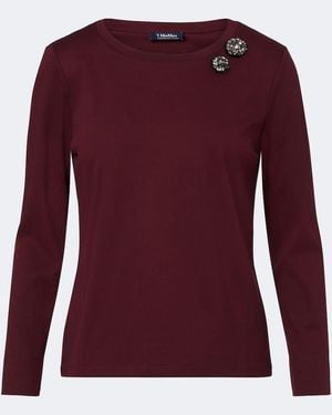 Max Mara Embellished Cotton-Jersey T-Shirt - Purple