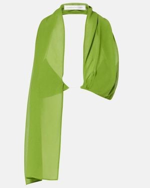 Christopher Esber Open-Back Silk Georgette Top - Green