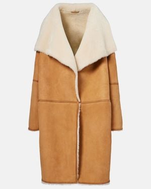 TOTEME Shearling-Trimmed Suede Coat - Natural