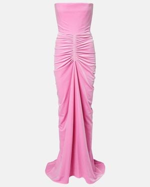 Alex Perry Ruched Velvet Bustier Gown - Pink