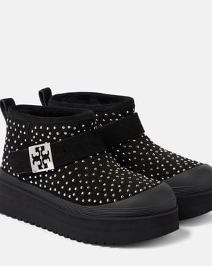 Tory Burch Mellow Suede Platform Ankle Boots - Black