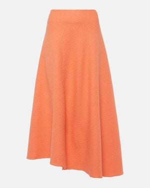 Jil Sander High-Rise Asymmetric Wool Midi Skirt - Orange