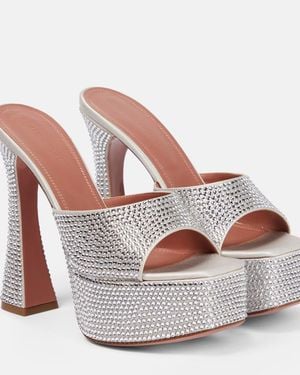 AMINA MUADDI Dalida Embellished Platform Mules - White