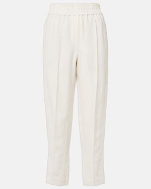 Brunello Cucinelli Twill Tapered Trousers - White