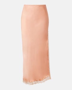Poupette Lace-Trimmed Satin Midi Skirt - Pink