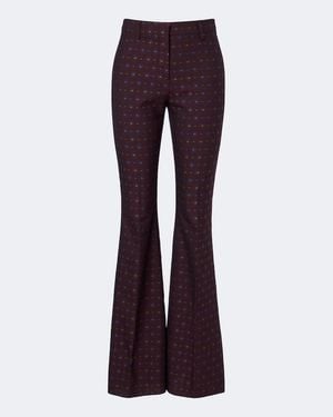 Etro Floral Jacquard Wool And Cotton Flared Trousers - Purple