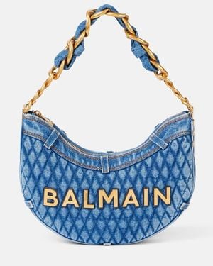 Balmain Schultertasche 1945 Moon Aus Denim - Blau