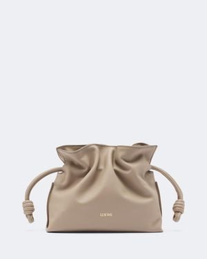 Loewe Clutch Flamenco Mini Aus Leder - Natur
