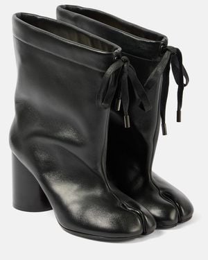 Maison Margiela Tabi Drawstring Leather Ankle Boots - Black