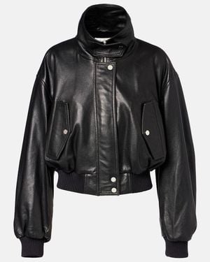 Nour Hammour Briar Leather Bomber Jacket - Black