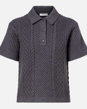 JW Anderson Cable-Knit Wool And Cotton-Blend Polo Shirt - Blue