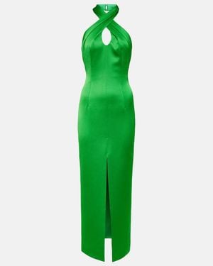 Rasario Halterneck Satin-finish Dress - Green