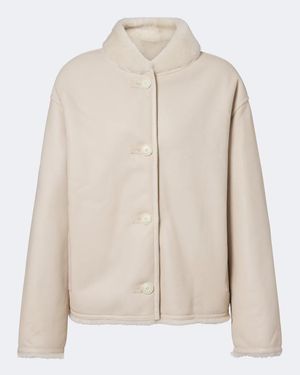 Yves Salomon Reversible Shearling-Trimmed Leather Jacket - Natural