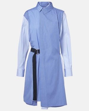 Sacai Hemdblusenkleid Aus Baumwollpopeline - Blau