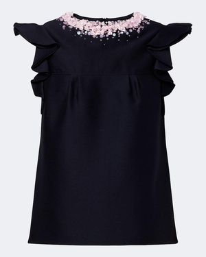 ShuShu/Tong Embellished Ruffled Top - Blue