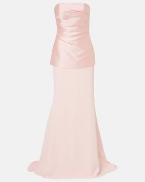 Solace London Alia Strapless Satin Gown - Pink