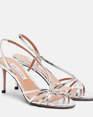 Aquazzura Talk To Me 75 Metallic Leather Sandals - Pink