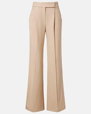 Veronica Beard Pleated Flared Pants - Natural