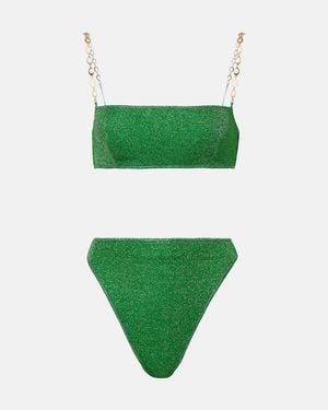Oséree Lumiere O Chain Lame Bikini - Green
