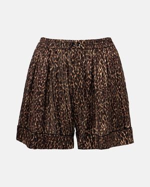 Saint Laurent Shorts De Seda Estampados - Marrón
