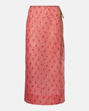 Ganni Printed Organza Wrap Skirt - Pink