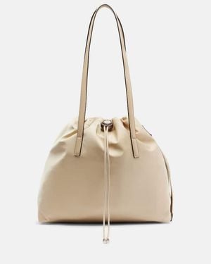 Moncler New Trick Leather-Trimmed Tote Bag - Natural
