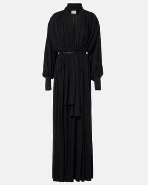 Calvin Klein Yasmine Scarf-Detail Cotton-Blend Maxi Gown - Black