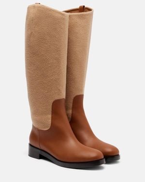 Max Mara Stiefel Cavaliere Aus Wolle Und Leder - Braun