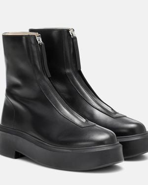 The Row Zippered Platform Leather Combat Boots - Black