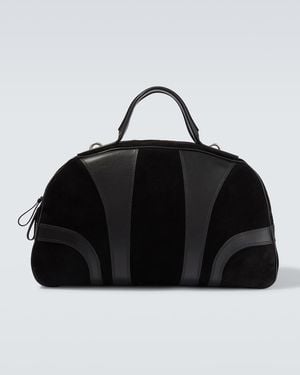 Dries Van Noten Leather-Trimmed Suede Duffel Bag - Black