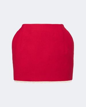 Magda Butrym Crochet-Trimmed Virgin Wool Miniskirt - Red