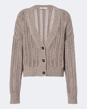 Max Mara Cardigan Calado De Cachemir - Marrón