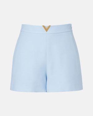 Valentino Crepe Couture Vgold Shorts - Blue