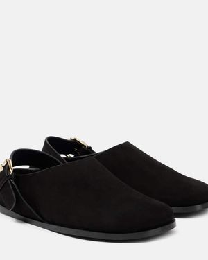 A.Emery Louis Suede Buckle Clogs - Black