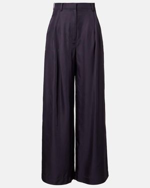 Frankie Shop Marfa Pleated Twill Wide-Leg Trousers - Blue