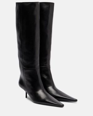 Saint Laurent Bottes Victoire 55 En Cuir - Noir