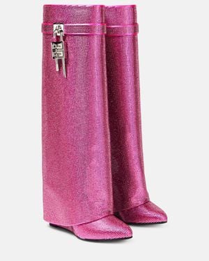 Givenchy Shark Lock Embellished Knee-high Boots - Pink