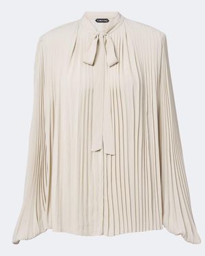 Tom Ford Blusa De Crepe De China Plisada Con Lazo - Neutro