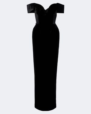 Rachel Gilbert Ryn Off-Shoulder Velvet Corset Gown - Black